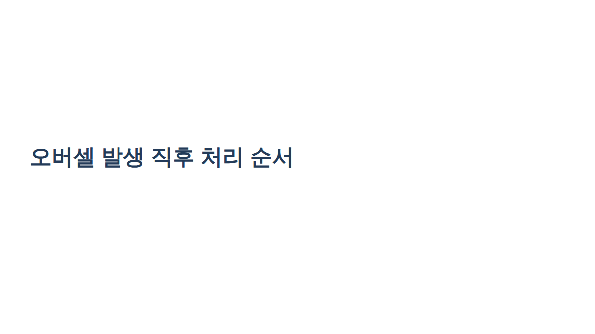 오버셀 발생 직후 확인할 4단계 절차 도해